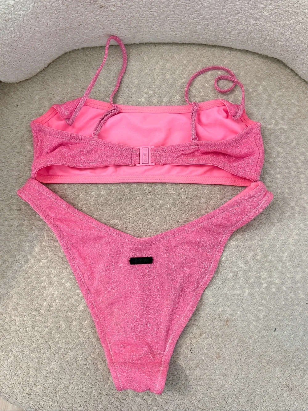 Triangl swimwear Pink Mica Pitaya Sparkle Shimmer Bandeau Bikini Set XS